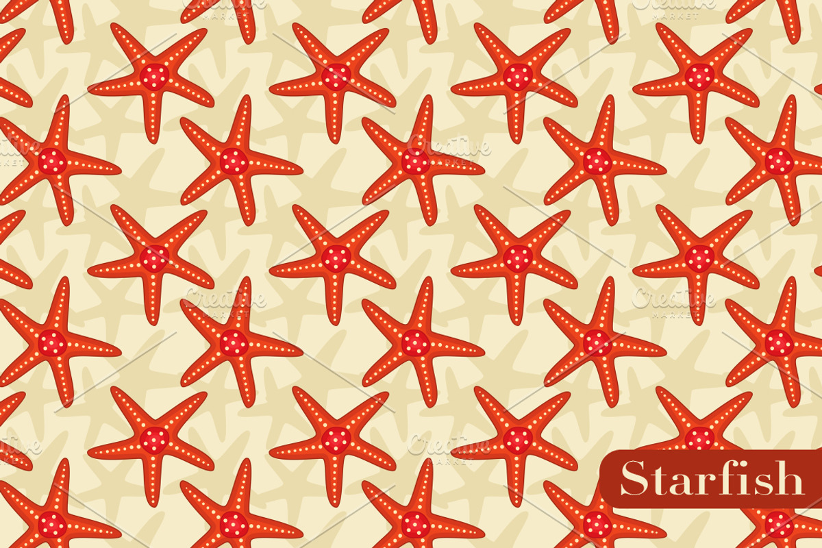 10 Starfish Seamless Patterns, a Pattern Graphic by deceangabriela