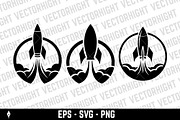 Rocket launching with smoke plumes, a Duotone Icon by Vectorhight (Thumbnail 3 of 3)