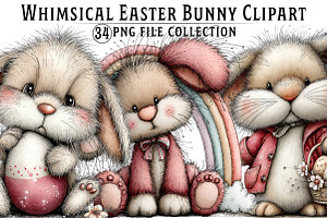 Whimsical Easter Bunny Clipart PNG, an Illustration by Dream Creation