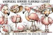 Whimsical Summer Flamingo Clipart, an Illustration by OK Design (Thumbnail 1 of 6)