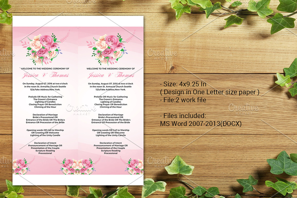 Wedding Ceremony Program Template preview 4