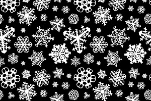 Different White Snowflakes On Black