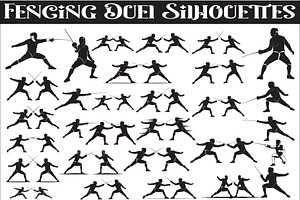 An elegant Fencing Duel Silhouettes, an Illustration by Amazin_art
