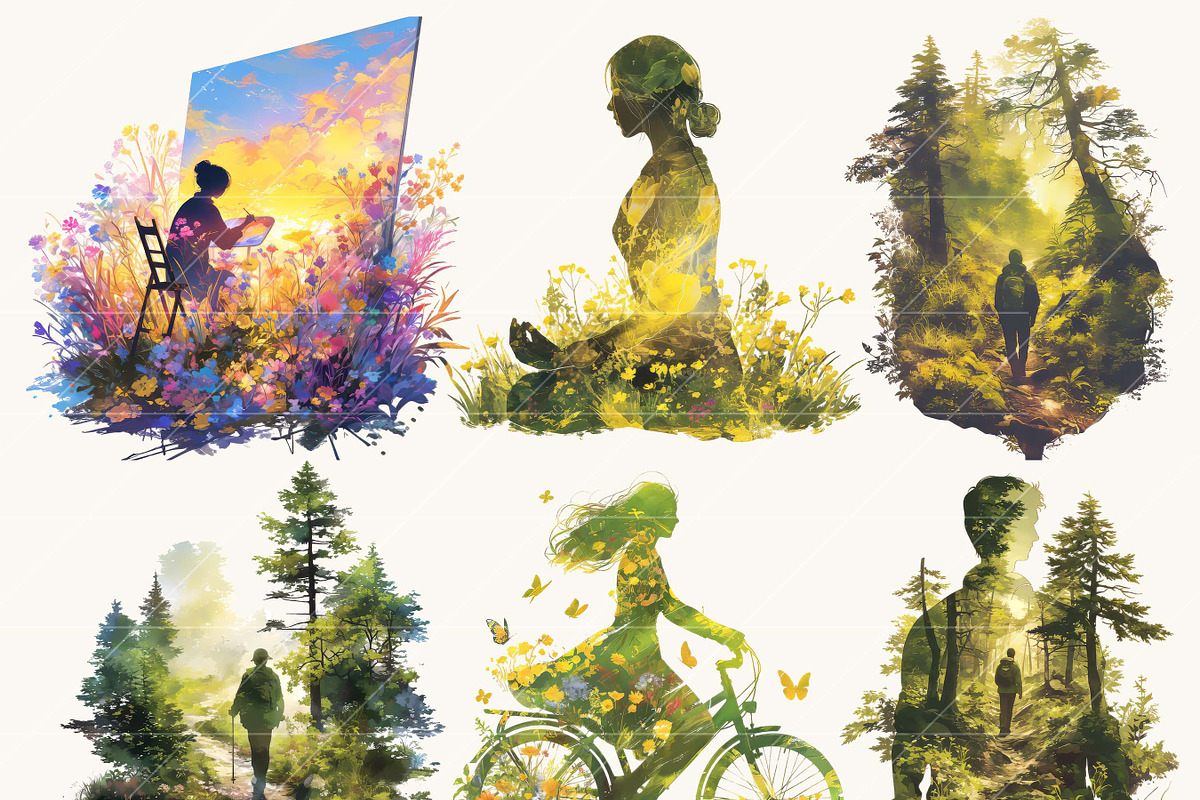 Watercolor Silhouette Clipart Bundle, a Person Illustration by Design Scotch (Photo 3 of 7)