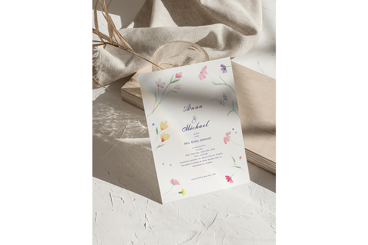 Minimalist Wedding Invitation, a Print Template by MalyskaStudio (Photo 4 of 5)