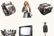Watercolor Office Clipart Bundle, a Work Illustration by BusyDaydesign (Thumbnail 2 of 9)