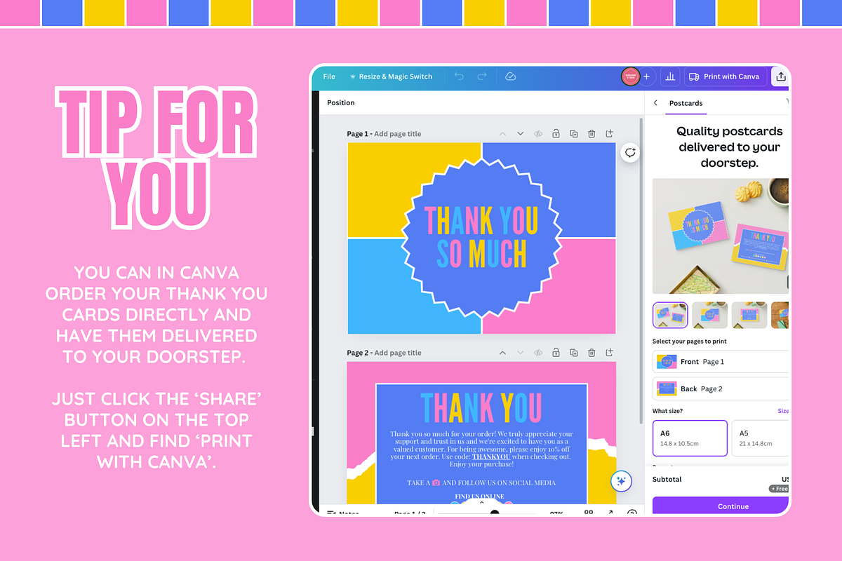 Colorful Thank You Card, a Card Template by SunshineStudioBoutique (Photo 4 of 10)