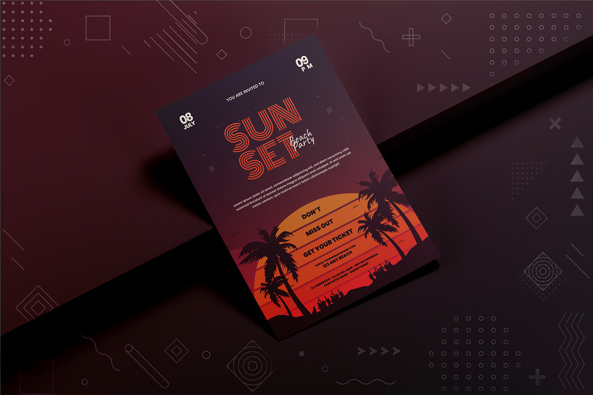 Sunset Party Invitation, an Invitation Template by Fannan Studio (Photo 2 of 2)