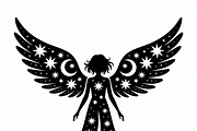 starry angel wings silhouette, an Illustration by Amazin_art (Thumbnail 2 of 21)