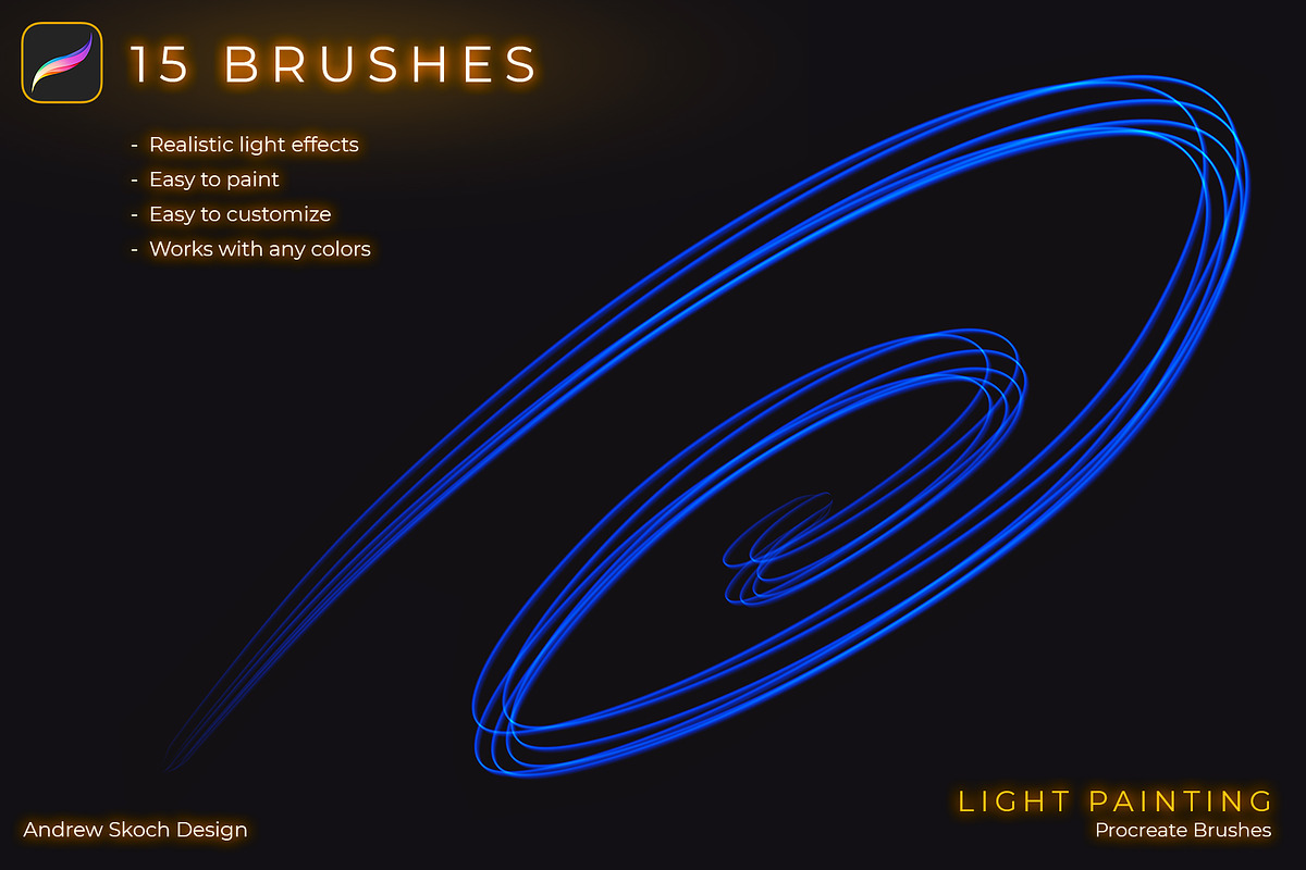 Light Painting Procreate Brushes, a Brush Add-On by Andrew Skoch Design (Photo 4 of 8)