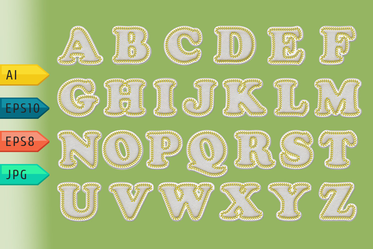 Vector alphabet with stitches.