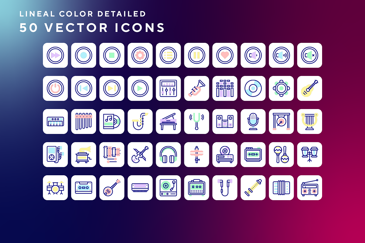 Music icons, an Outline Icon by Wencory (Photo 1 of 2)