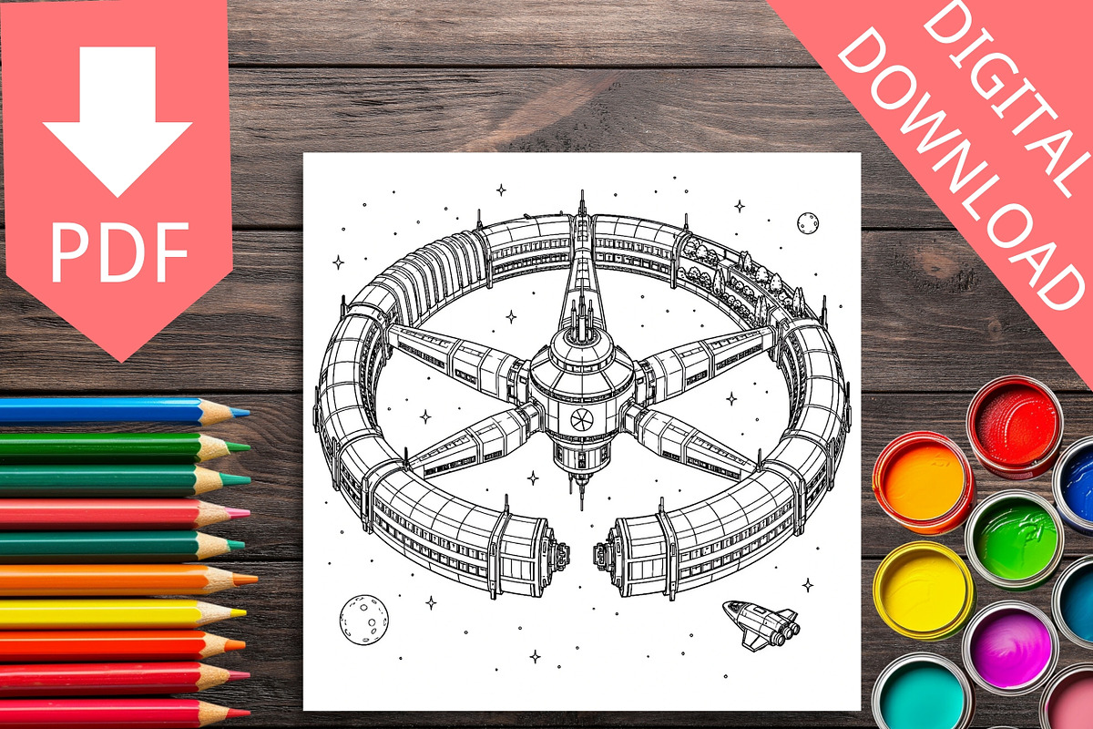 80 Sci-Fi Coloring Pages Bundle, a Brochure Template by LA Design (Photo 5 of 10)