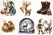 Santa Claus and his Reindeer Clipart, an Illustration by DreamCafeArt (Thumbnail 2 of 8)