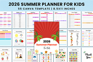 2026 Summer Planner For Kids Canva, a Stationery Template by Shumaya