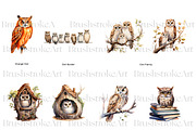 Watercolor Owl Clipart, Cute Owl PNG, an Animal Illustration by BrushstrokeArtGB (Thumbnail 3 of 9)