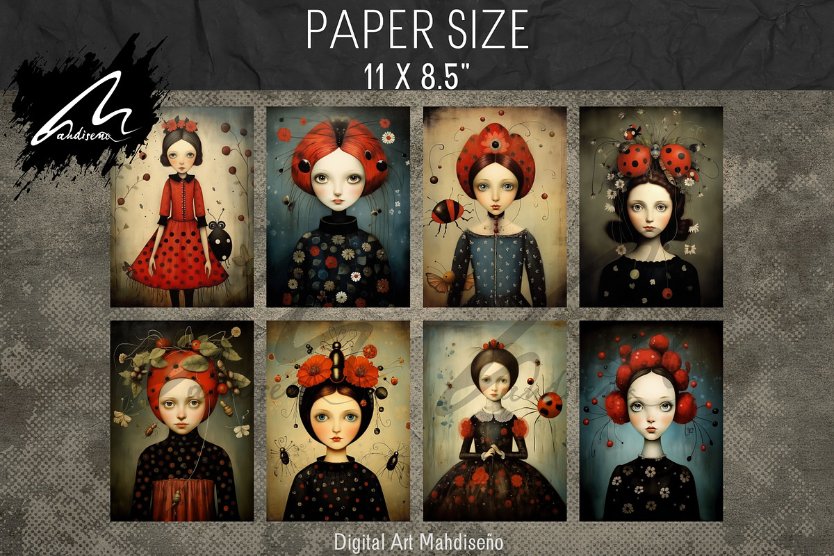Whimsical Ladybug Girl, Collage Page, a Person Illustration by Digital Art Mahdiseño (Photo 3 of 9)