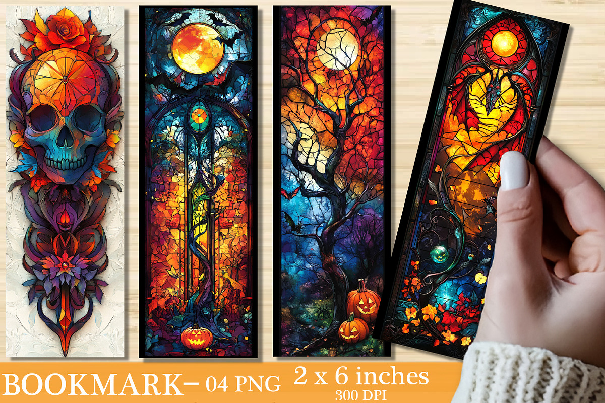 Gothic stained Halloween Bookmark, an Illustration by SinaCreation