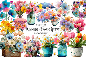 Whimsical Flowers Spring Clipart Bun, an Illustration by Designworld