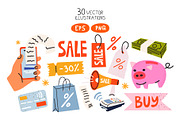 Groovy Shopping Sale Clipart, a Decorative Illustration by Luamor (Thumbnail 2 of 6)