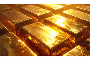 Shiny gold bars stacked symbolizing, a Business Photo by Igor Tichonow