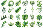 Watercolor Greenery Foliage Clipart, an Illustration by Black Bird Studio (Thumbnail 2 of 5)