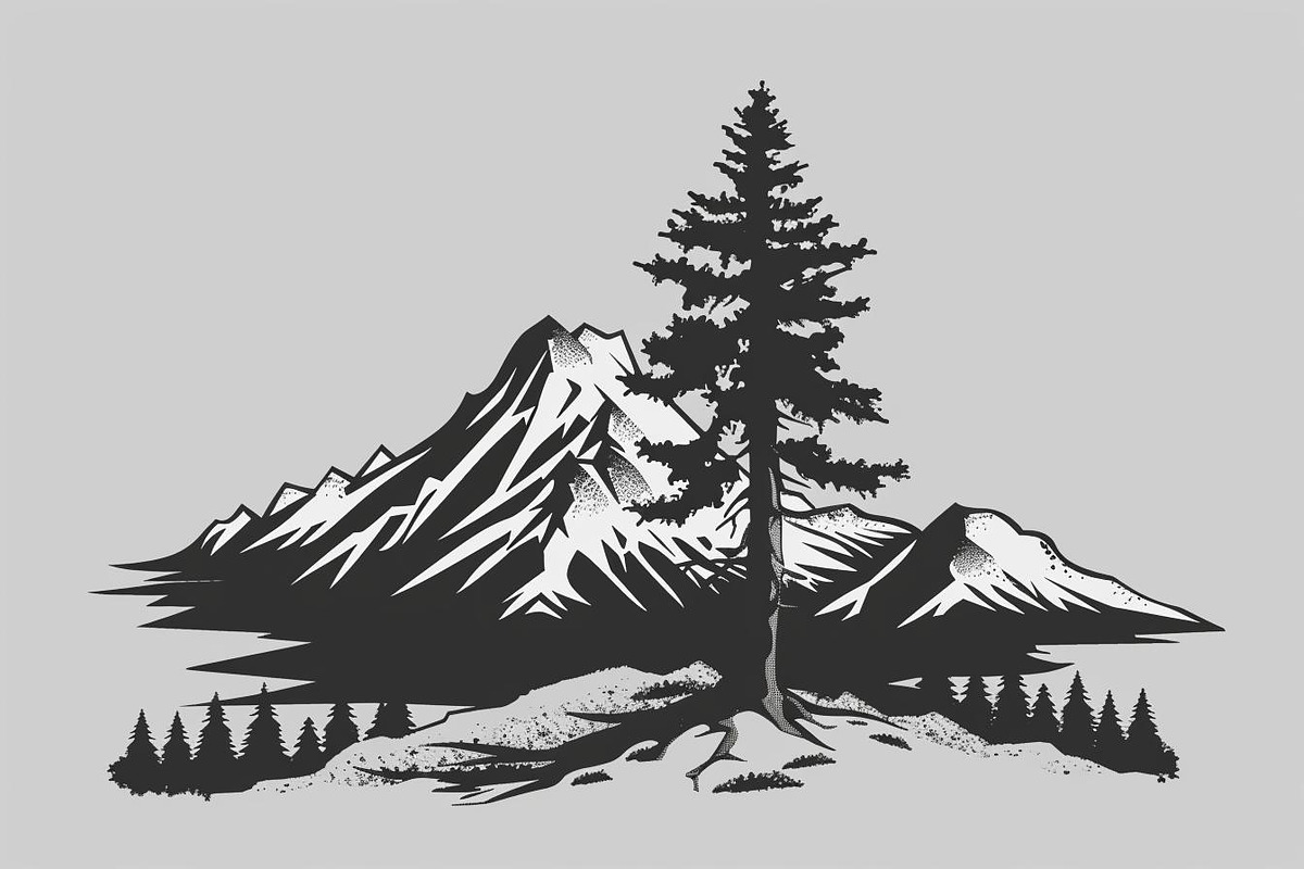 Majestic Mountain and Tree Vector Bu, a Graphic by Creativeshirt (Photo 4 of 11)