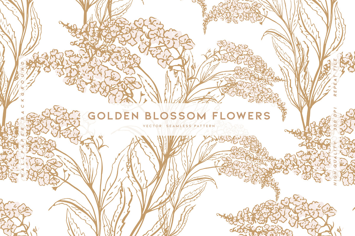 Golden Blossom Flowers, a Pattern Graphic by MalyskaStudio (Photo 1 of 12)