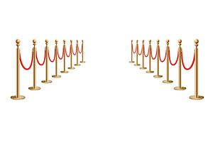 Barriers with red rope line. VIP, an Illustration by the8monkey