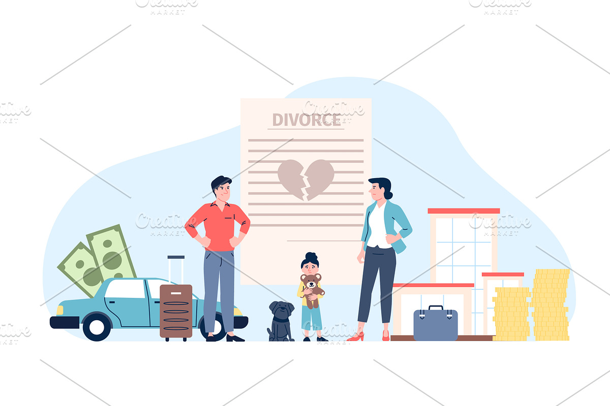 Divorce concept. Family couple, a Person Illustration by LadadikArt