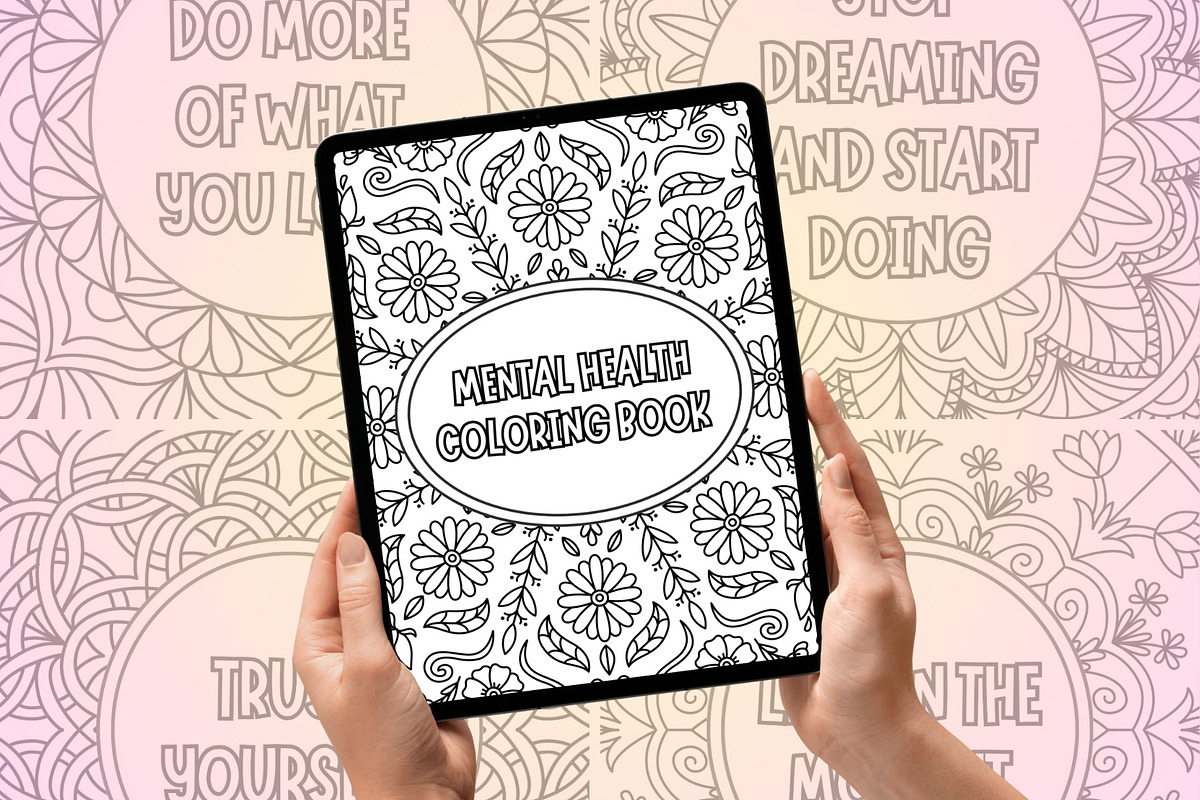 Mental Health Adults Coloring Book, a Print Template by Kristina Chistiakova (Photo 2 of 4)