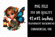 Butterfly Girls Whimsical Clipart, a Seasonal Illustration by Designking (Thumbnail 4 of 5)