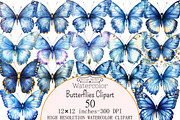 Watercolor Butterflies Clipart, a Seasonal Illustration by Design Market (Thumbnail 1 of 5)