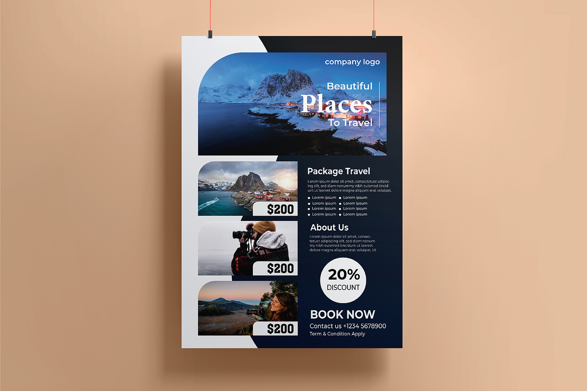 Modern Travel Flyer Design Template, a Flyer Template by Sharifull11 (Photo 3 of 3)