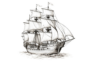 Vintage ship drawing. Old sailboat, a Graphic by LadadikArt