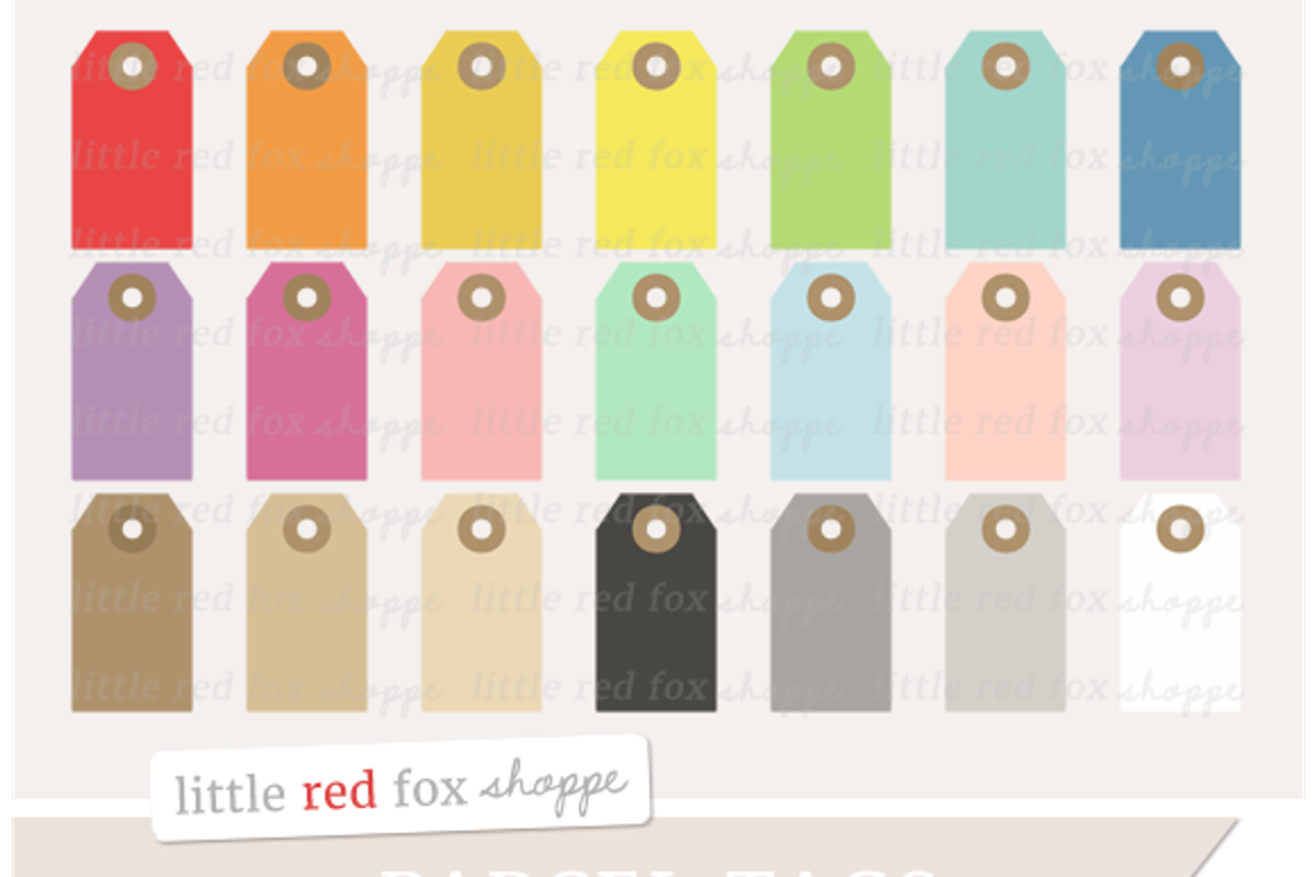 Parcel Tag Clipart, a Work Illustration by Little Red Fox Shoppe