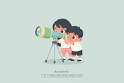 Children Looking Through Telescope, a Person Illustration by Partikusi Design (Thumbnail 2 of 3)