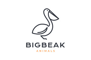 pelican bird big beak simple logo, a Branding & Logo Template by devastd