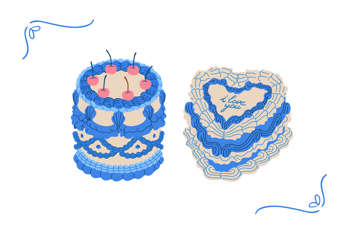 Vintage holiday cakes set, a Food Illustration by Good Studio (Photo 4 of 9)