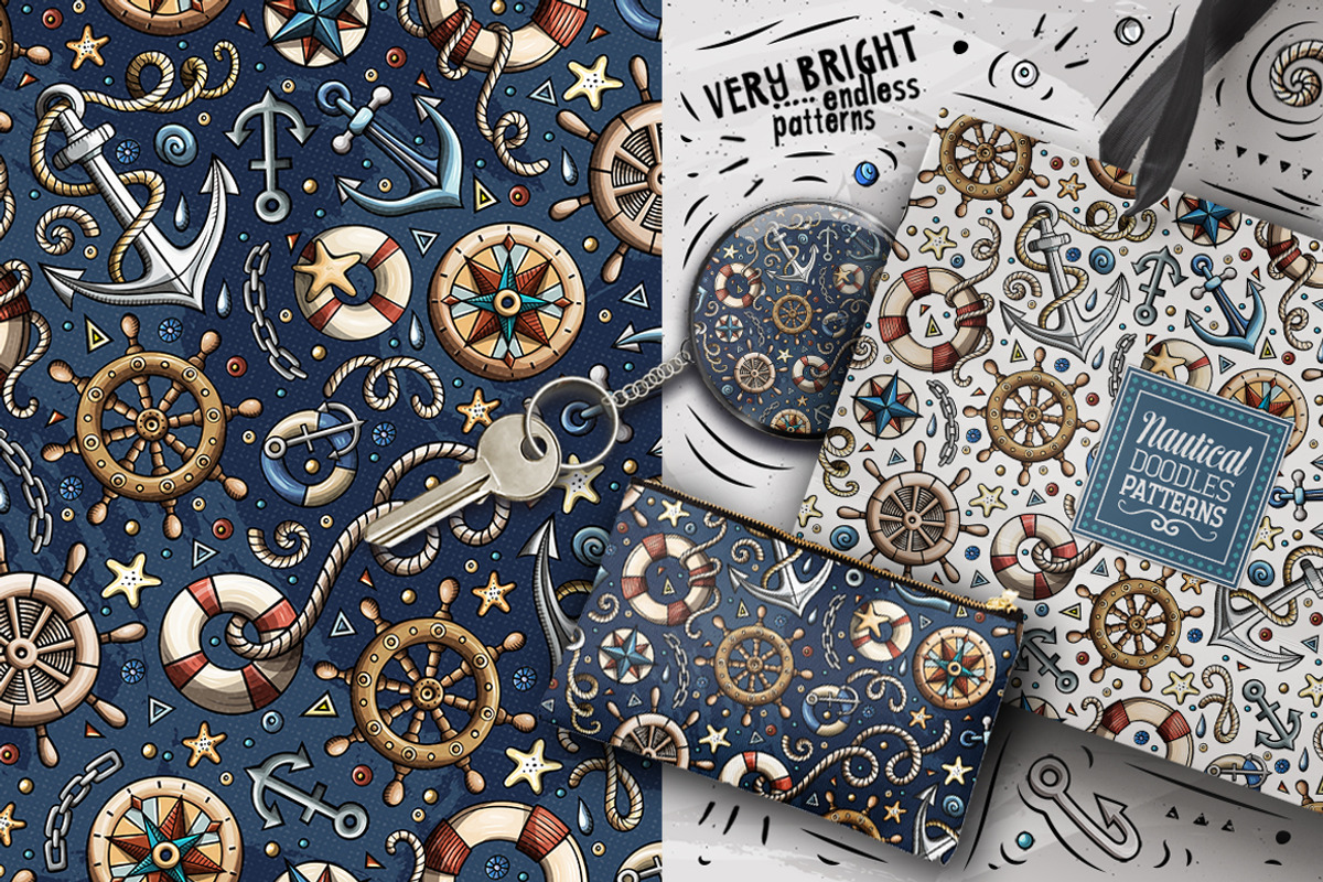 7 Nautical Seamless Patterns, a Pattern Graphic by BALABOLKA (Photo 3 of 8)