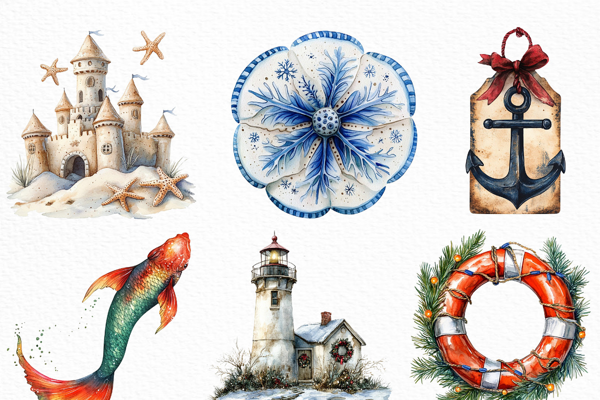 Merry Maritime Christmas Clipart, an Illustration by Craft Nest (Photo 3 of 6)