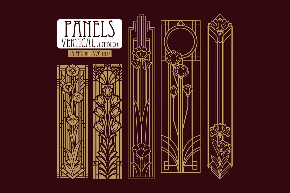Art Deco 18 Floral Panels, a Decorative Illustration by Stanislav Kharchevskyi (Photo 1 of 4)