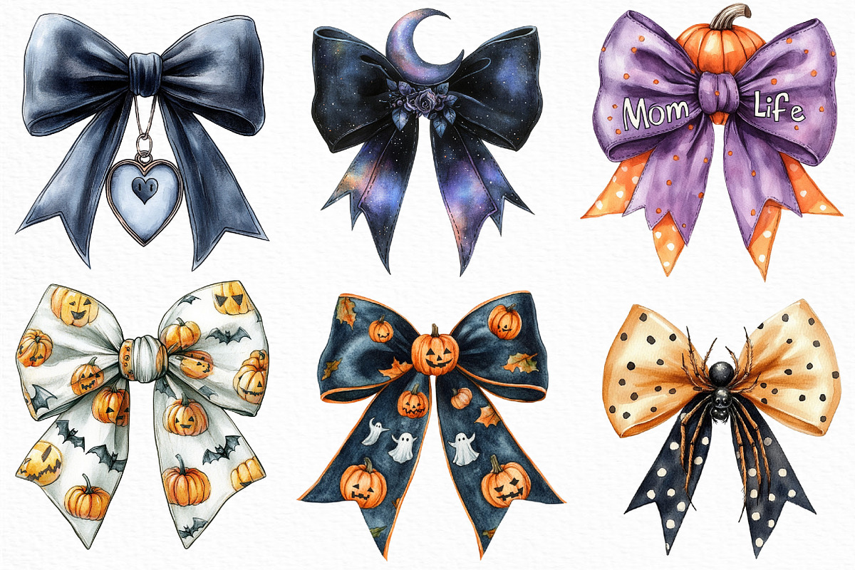 Watercolor Spooky Momma Bow PNG, an Illustration by Craft Nest (Photo 5 of 6)