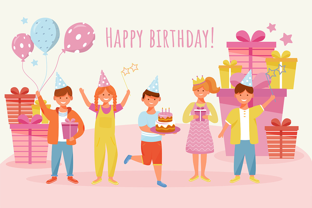 Happy birthday greeting card, a Poster Template by IMG visuals characters