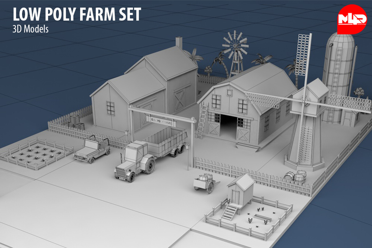 Low Poly Farm Set, an Architecture 3D Model by multimedia4ds (Photo 3 of 10)