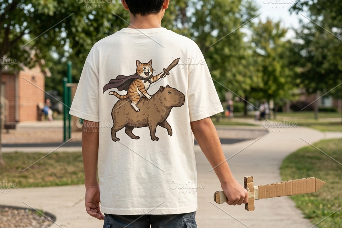 Friendship between cat and capybara, an Animal Illustration by Vectorlina (Photo 2 of 4)