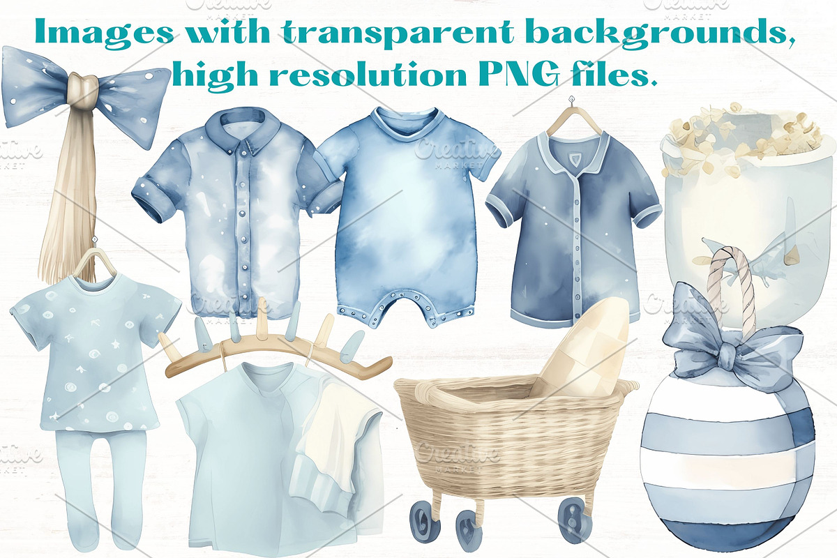 Baby Boy Blue Boho nursery clipart, a Person Illustration by Mermaids Cove (Photo 6 of 10)