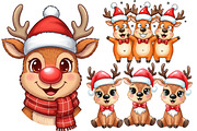 Cute & Funny Christmas Reindeer, an Illustration by DreamArtGraphic (Thumbnail 2 of 5)