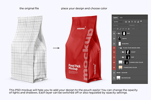 Matte Paper Food Bag PSD Mockups Set