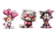 Valentine's Whimsical Cats Clipart, an Illustration by Dream Creation (Thumbnail 6 of 7)